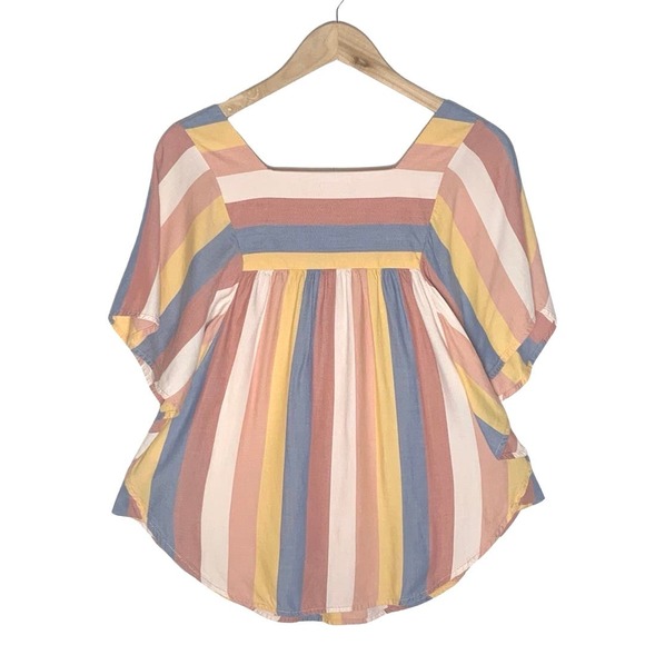 BeachLunchLounge | Women | Zoey Happy Stripe Flutter Sleeve Boho Top | Size XS - Picture 3 of 13